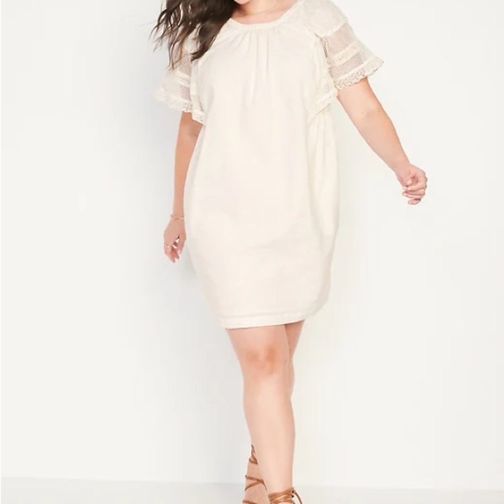 Flutter-Sleeve Tie-Back Mini Swing Dress - Picture 2 of 4